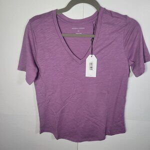 Universal Standard Orchid Cotton Modal Blend  V Neck Tee Size 4XS (00/0)